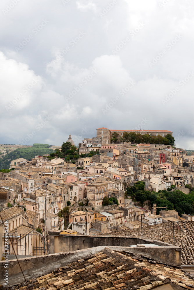 Beautiful view from above on old rainy Ragusa Ibla on Sicily, Italy Beautiful view from above on old rainy Ragusa Ibla on Sicily, Italy