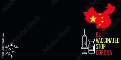 vaccination time background, banner. Chinese coronavirus vaccine, concept about the Covid-19 outbreak in the world, space for text.
