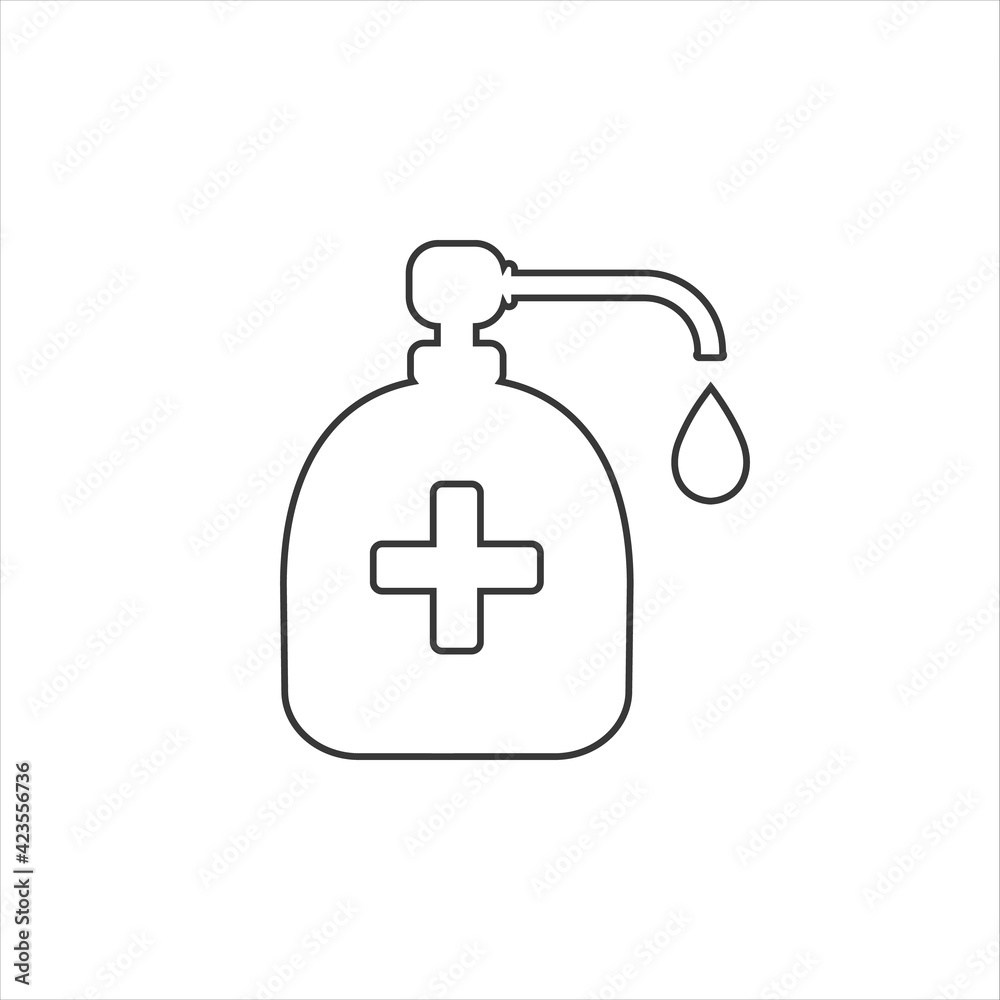 Antiseptic vector line icon Hygiene Virus hand care. Flat design illustration Antiseptic vector line icon Hygiene Virus hand care. Flat design illustration