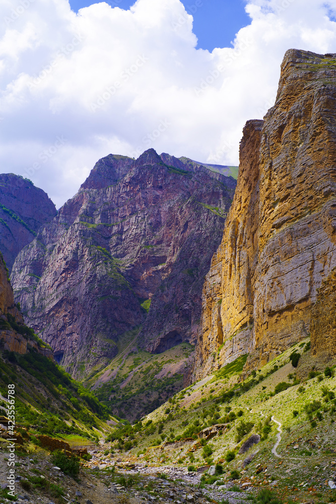 The valley of the Jylgylu river near the village of Eltyubyu in the Chegem gorge