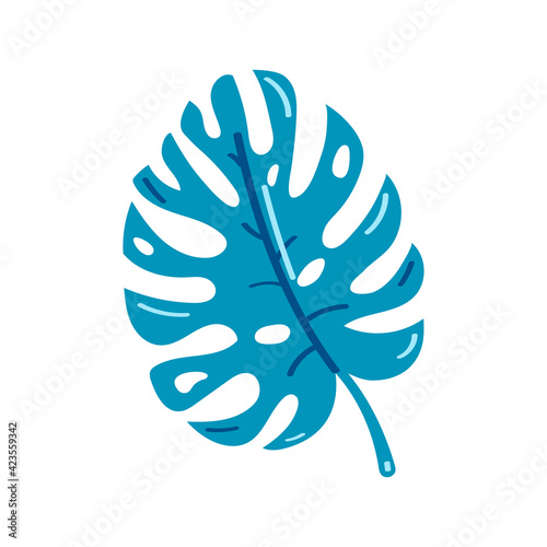 Silhouette of tropical leaf isolated on white background. EPS10 vector