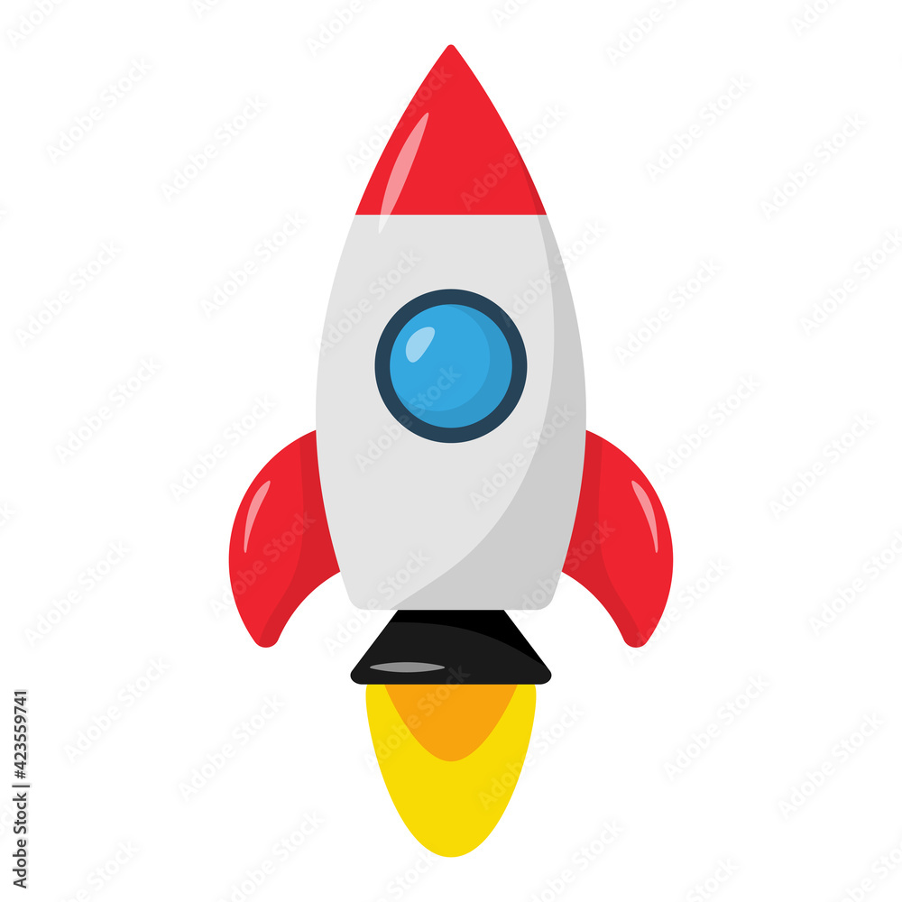 Spaceship icon. Rocket fly in the space. Vector illustration Spaceship icon. Rocket fly in the space. Vector illustration
