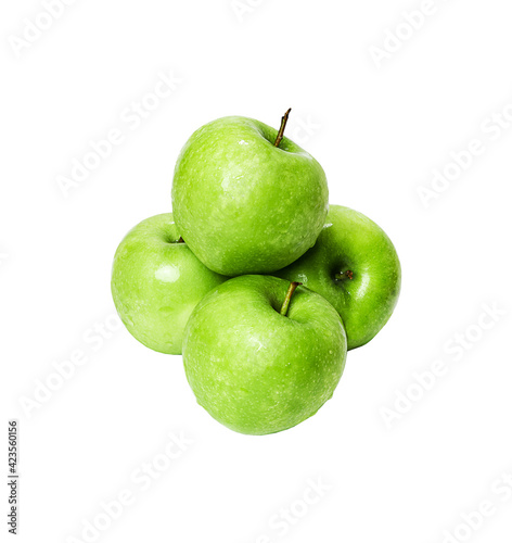 isolated green apples side view