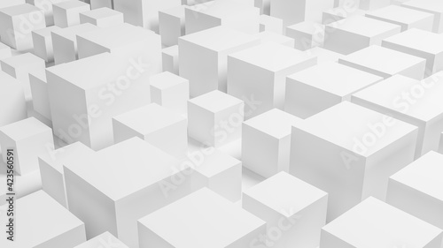 Abstract background of cubes. Black and white. Light and shadows. 3d illustration