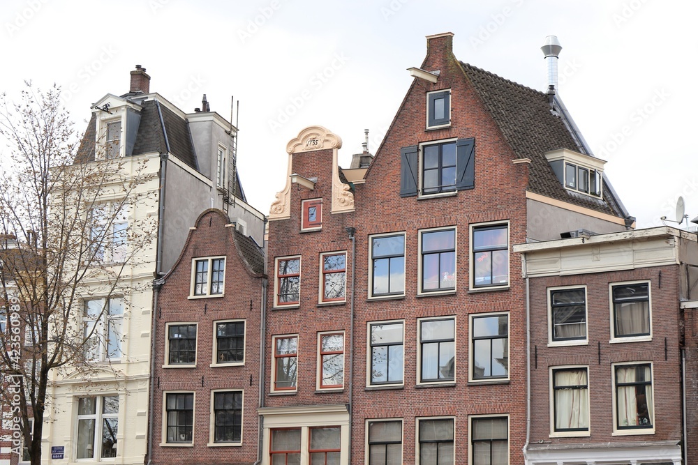 Fototapeta premium Amsterdam Traditional Brick House Facades in the Red Light District