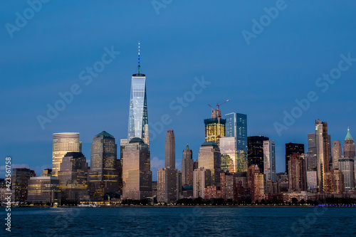 View of the Financial District in New York City from New Jersey