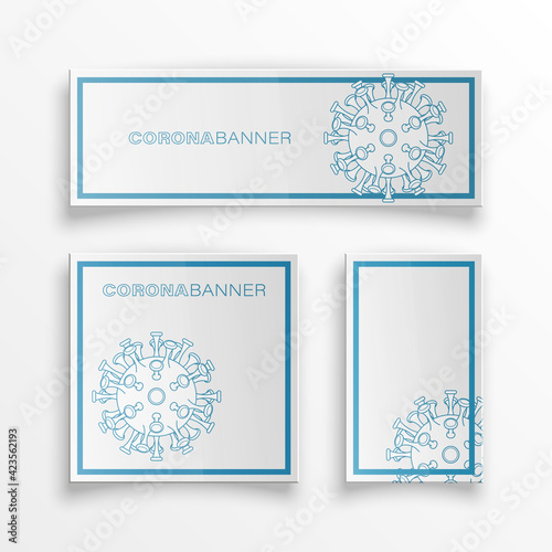 Coronavirus pandemic SARS-Cov-2 banner icon. Papper Coronavirus disease 2019 (COVID-19) Vector illustration background