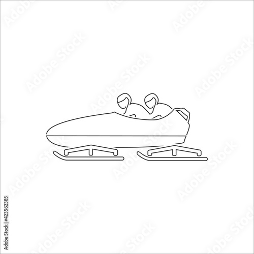 Bobsleigh line icon. Vector illustration on white