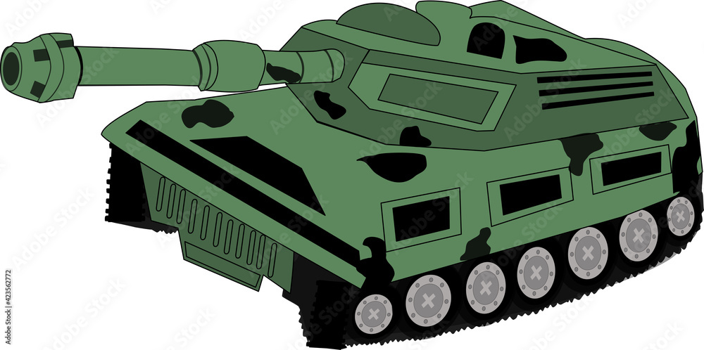vector image of a toy tank in green and black on a white vector image of a toy tank in green and black on a white