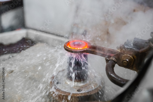 The process of heating and cooling a metal part.