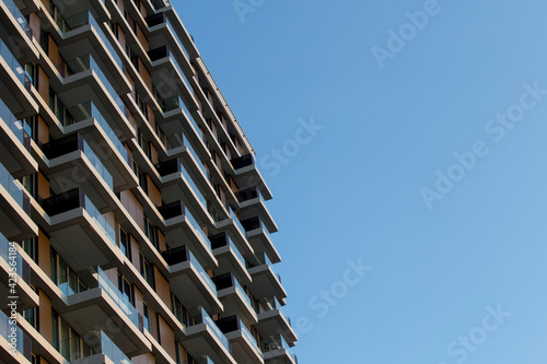 Modern building facade, Belgrade waterfront, Serbia.
