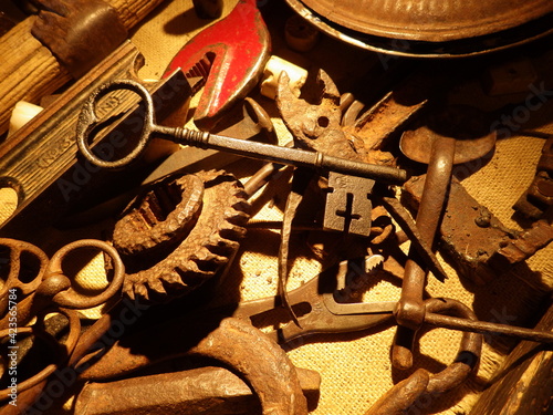 Old Metal Keys, Gears and Assorted Tools