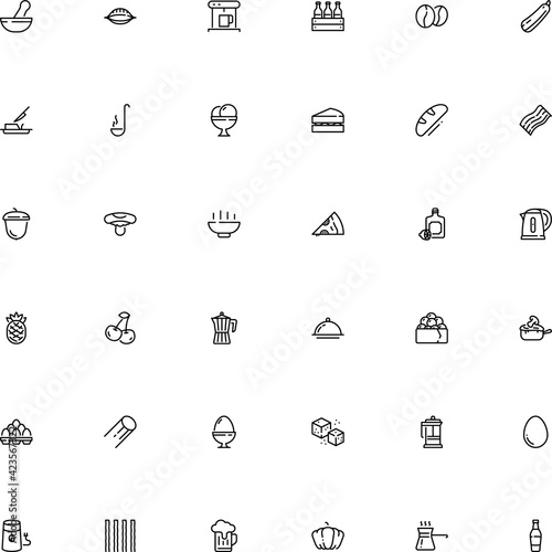icon vector icon set such as: serving, open, milk, portion, tropical, bakery, caviar, ball, sale, 6 pack, pestle, cannelloni pasta shape, botany, round, cut, linguine, lemon, ladle, therapy, trendy