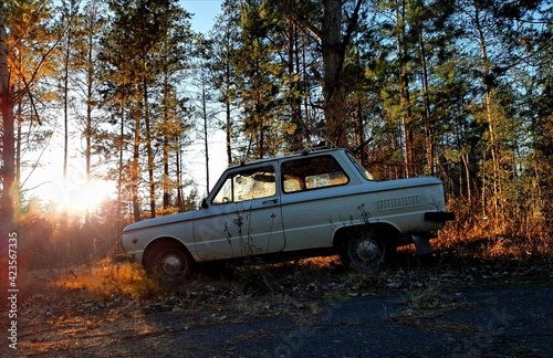old car in the woods