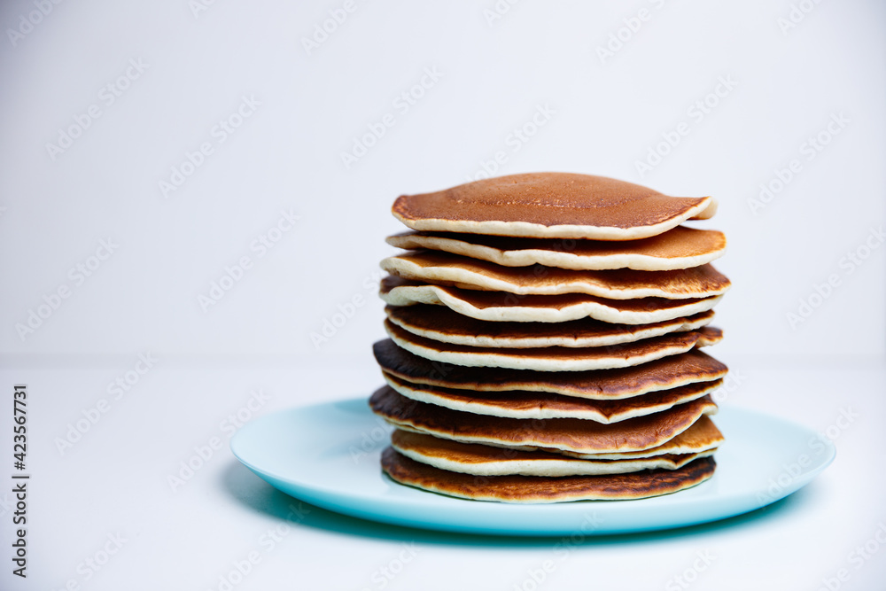 Stack of Tasty pancakes on white background Stack of Tasty pancakes on white background