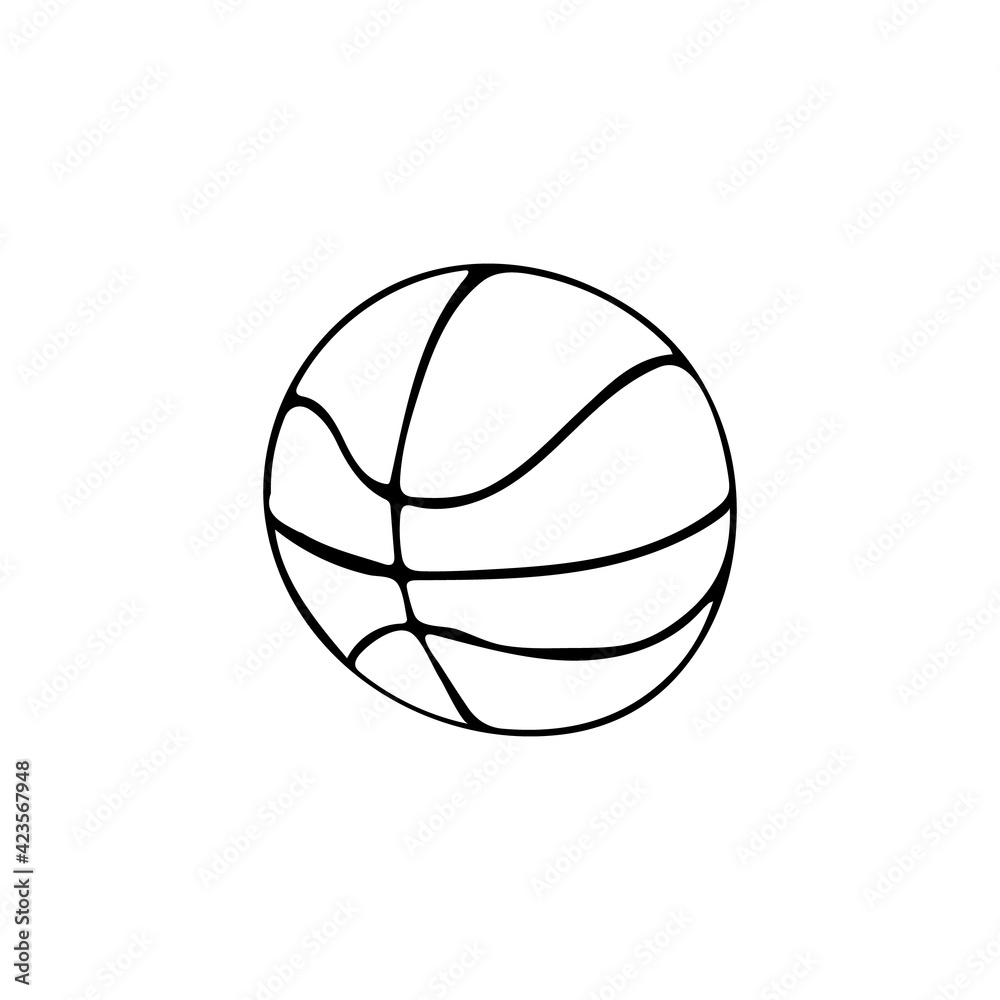 Doodle basketball ball icon in vector. Hand drawn basketball ball icon in vector. Basketball ball doodle illustration