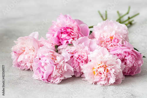 Beautiful bouquet of pink peonies. Floral shop concept . 