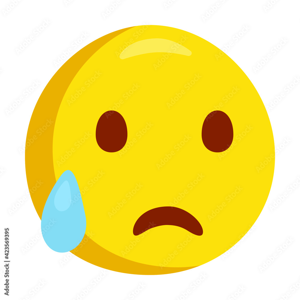 Fototapeta premium Sad but Relieved Emoji Icon Illustration. Disappointed Vector Symbol Emoticon Design Doodle Vector.