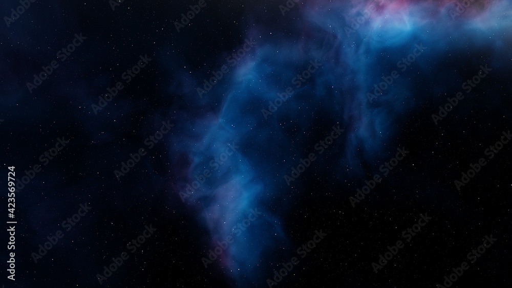 colorful space background with stars, nebula gas cloud in deep outer space 3d render