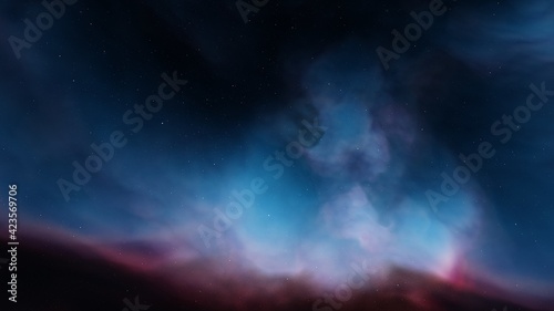 colorful space background with stars  nebula gas cloud in deep outer space 3d render