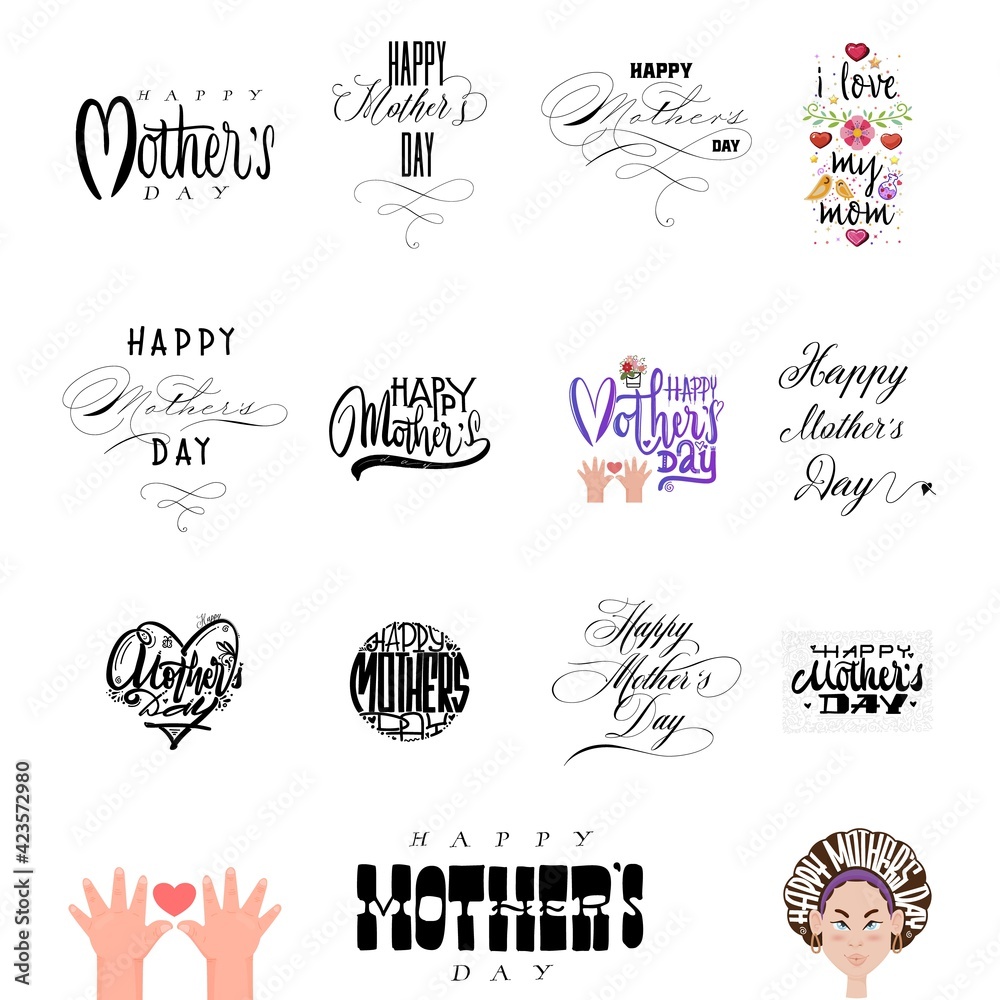 Fototapeta premium Happy Mother's Day handmade banner set