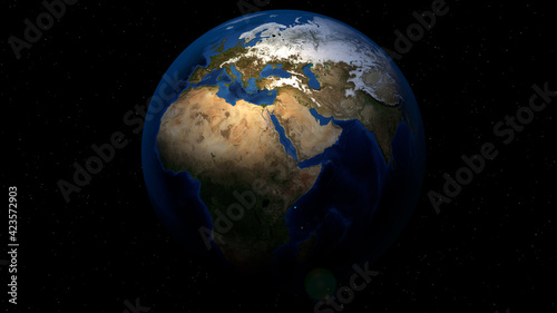 Earth from space, globe render 3d Art