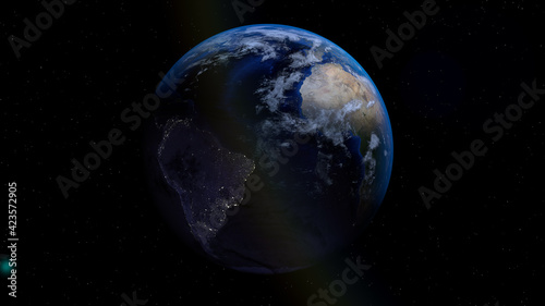 Earth from space, globe render 3d Art