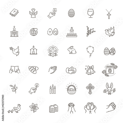 Easter icons set. Christianity vector symbols