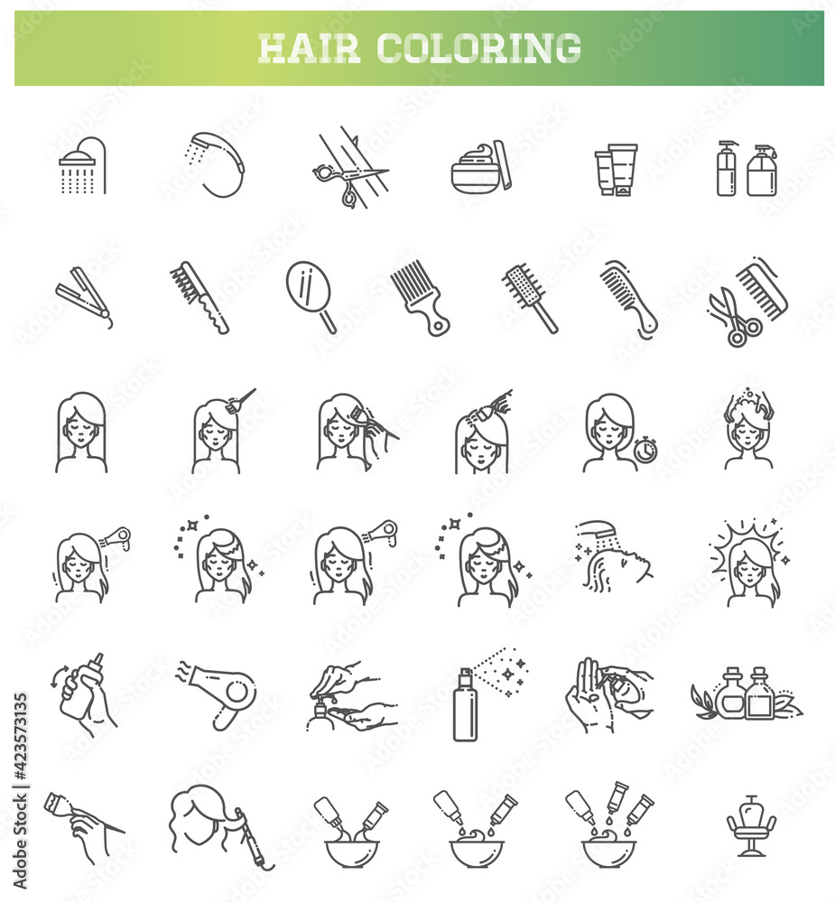 Hair coloring and styling process Hair coloring and styling process