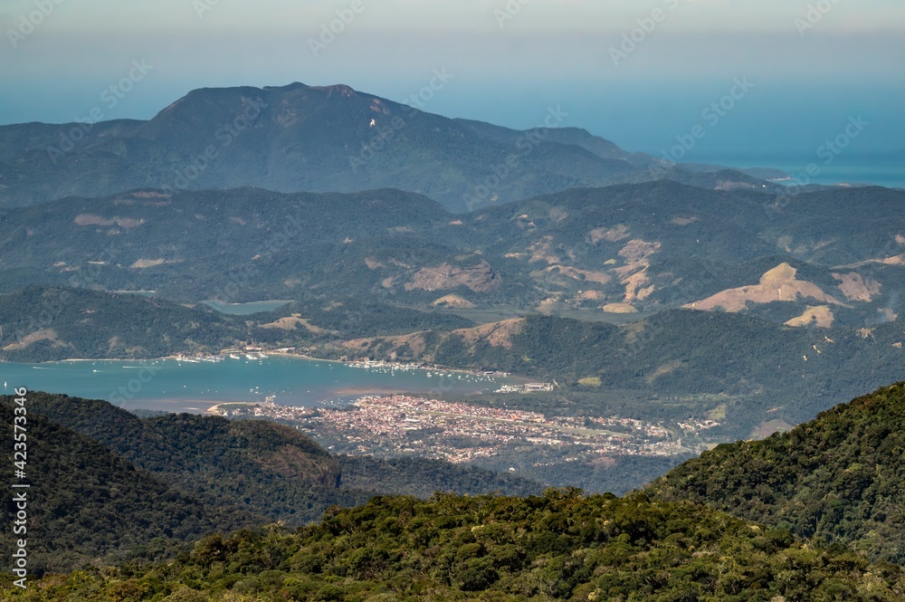 Wide view of Paraty village as saw from one of the viewing spots of Pedra da Macela landmark, inside Serra da Bocaina national park.
