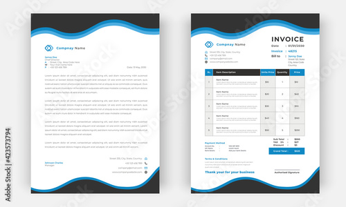 Editable minimalist Letterhead template and business invoice template design