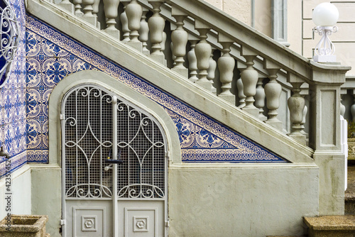 panel of azulejos in the Castle Santa Catarina in Porto, Portugal photo