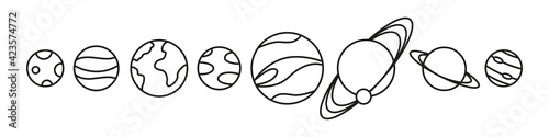 Planets linear icons isolated. Vector illustration.