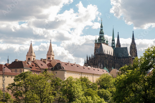 Saint Vitus Cathedral in the Prague Castle at good weather in spring 