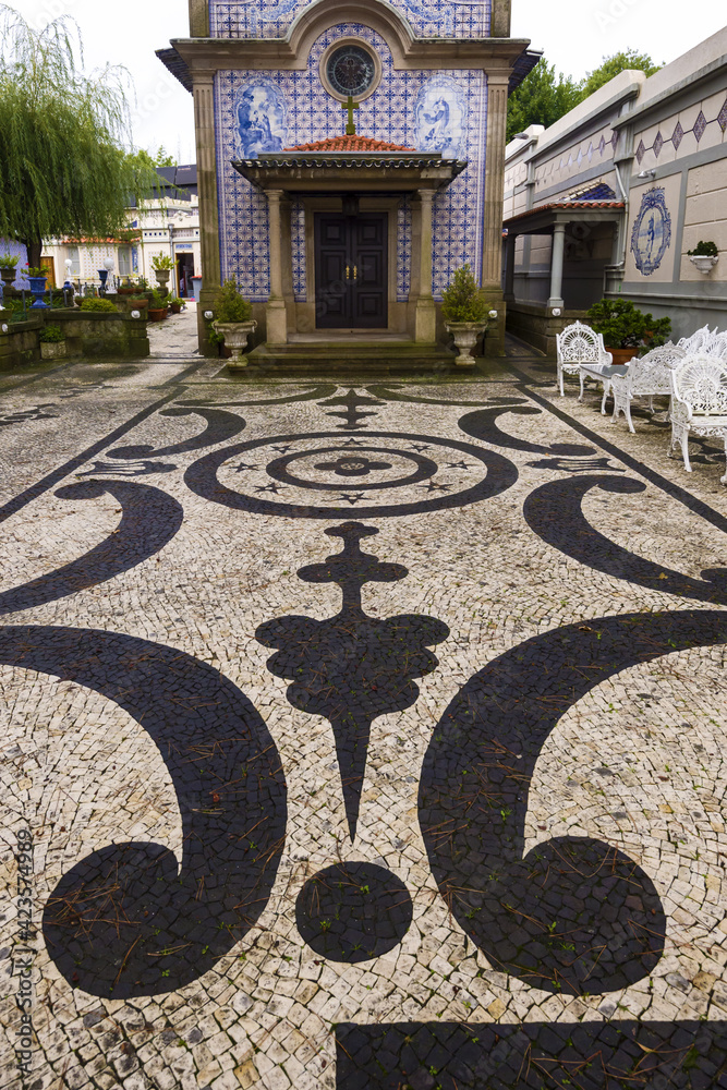 traditional paving in the courtyard of the Castle Santa Catarina in Porto, Portugal