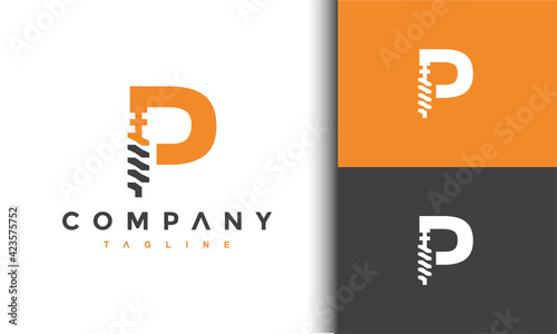 letter P drill logo
