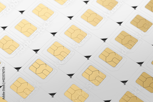 Wallpaper Mural SIM cards arranged in a row. 3D rendering illustration. Torontodigital.ca