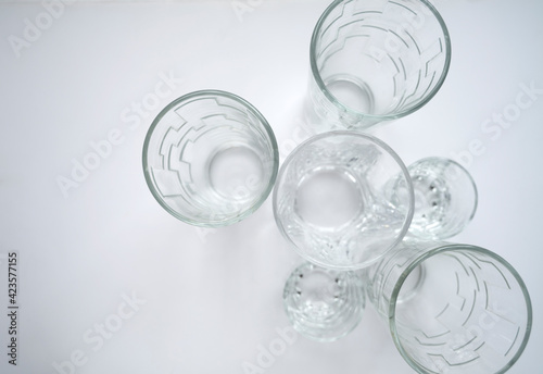 Crystal or glass goblets, wine glasses