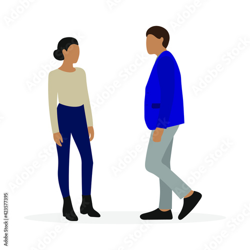 Male character and female character together on a white background
