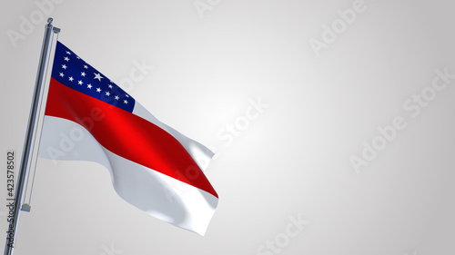 Amazonas 3D waving flag illustration on a realistic metal flagpole. Isolated on white background with space on the right side. Free Download Amazonas 3D waving flag illustration on a realistic metal flagpole. Isolated on white background with space on the right side. - GFXLoad