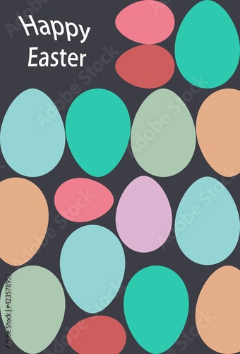 Happy Easter Ostereier Ornament auf einem dunklen Hintergrund.