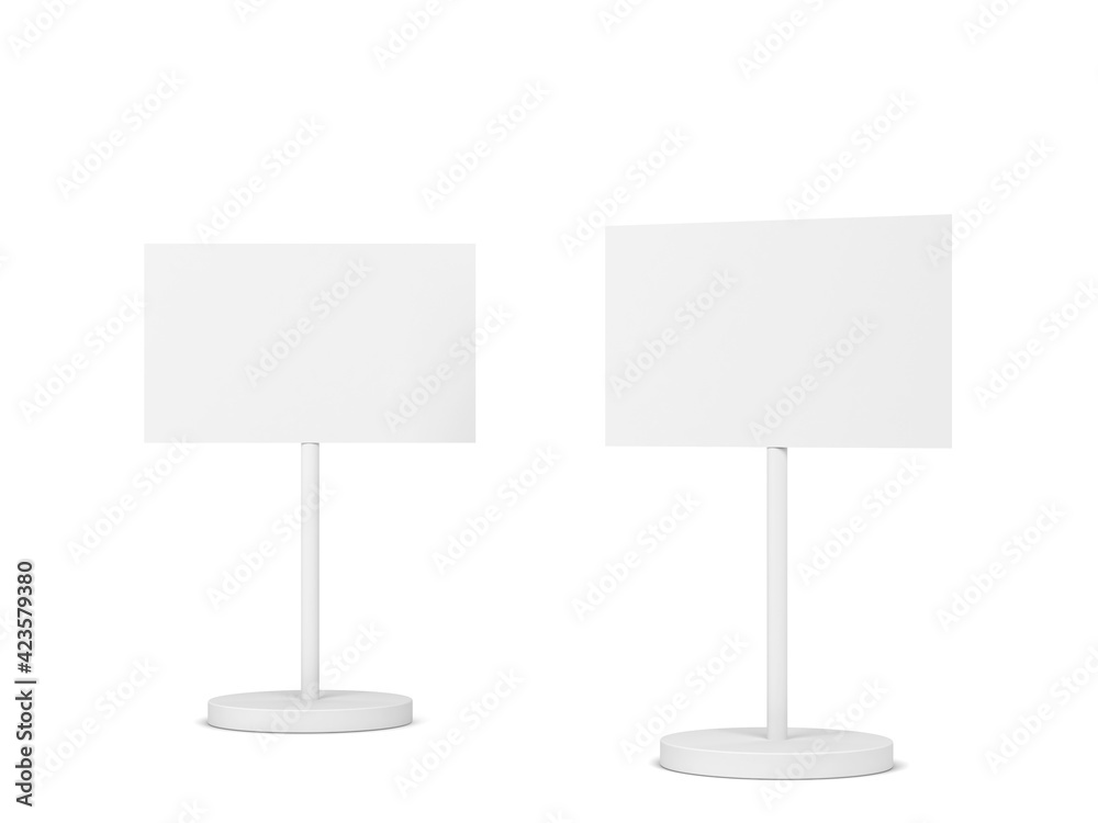 Blank sign on a metal pole stand mockup Blank sign on a metal pole stand mockup
