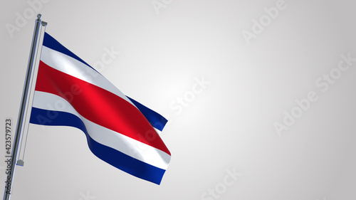 Costa Rica 3D waving flag illustration on a realistic metal flagpole. Isolated on white background with space on the right side. Free Download Costa Rica 3D waving flag illustration on a realistic metal flagpole. Isolated on white background with space on the right side. - GFXLoad