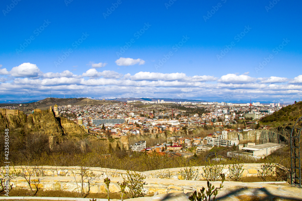 Old town and landmarks, historical buildings in Tbilisi. Tbilisi cityscape.