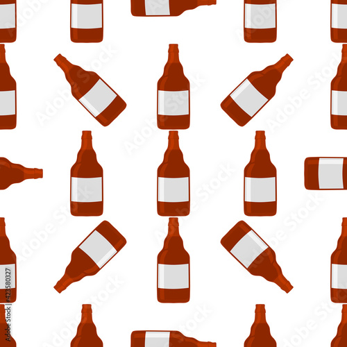 Illustration on theme seamless beer glass bottles with lid for brewery