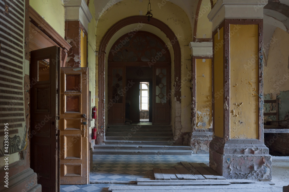 The abandoned old palace in Pilica in Poland