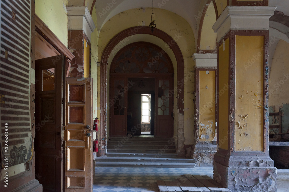 The abandoned old palace in Pilica in Poland