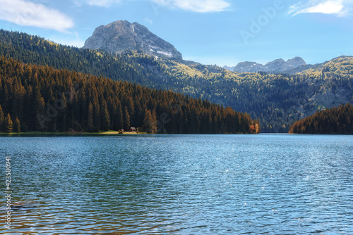 Black lake in the mountains. Montenegro