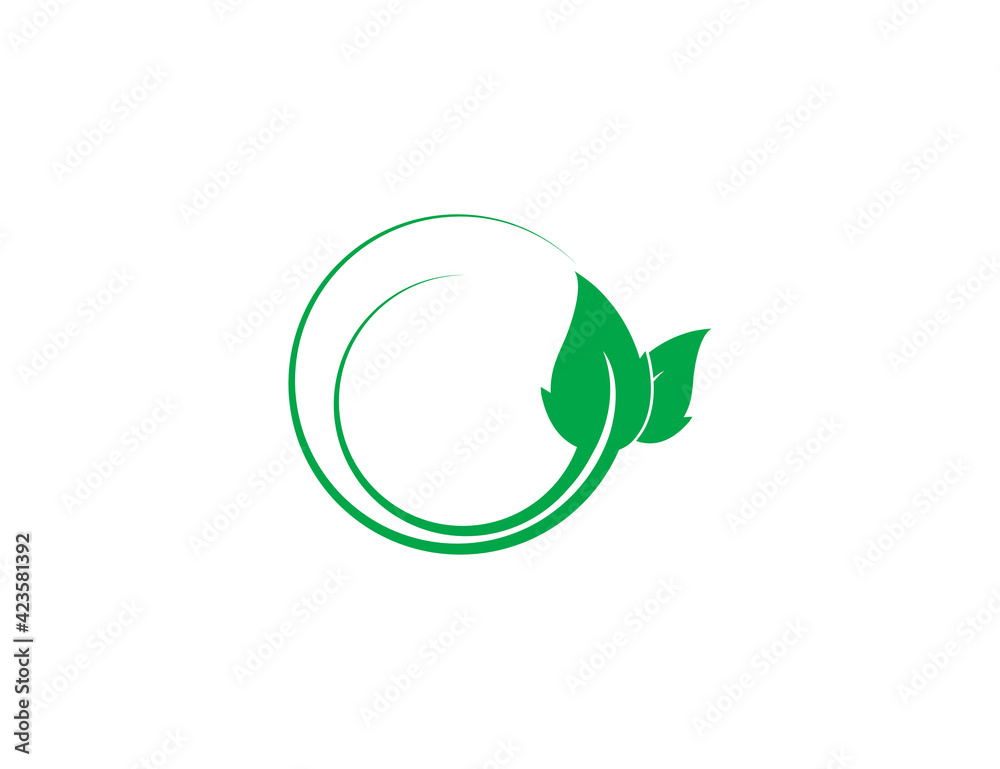 Green leaf, Eco icon on white background. Vector illustration.