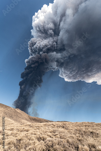 Wallpaper Mural Incredible and frightening eruptive event of the Etna volcano, huge column of smoke in the sky. Catania - Sicily Torontodigital.ca